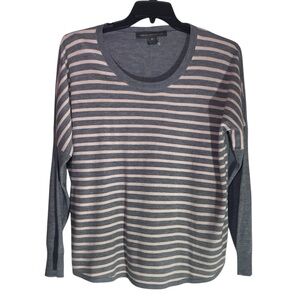 French Connection Gray and Pink Striped Sweater sz XL